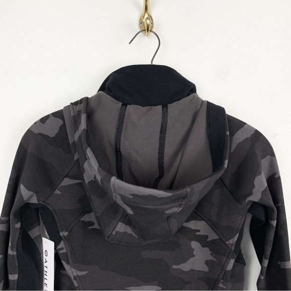 NWT Athleta Triumph Printed Gray Camo Athletic Zip Up Hoodie Sz XXS - Picture 5 of 12
